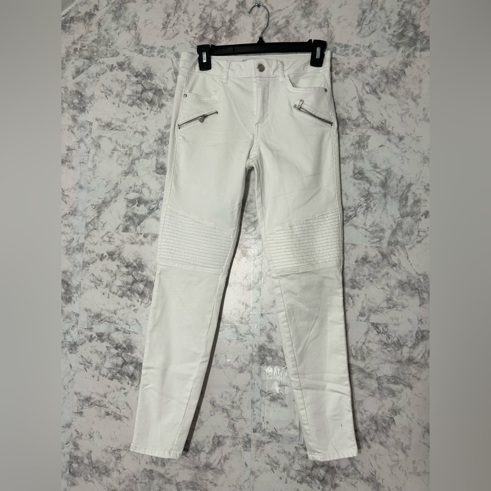 Zara White Skinny biker Jeans for Women Sz 4 EUC
49